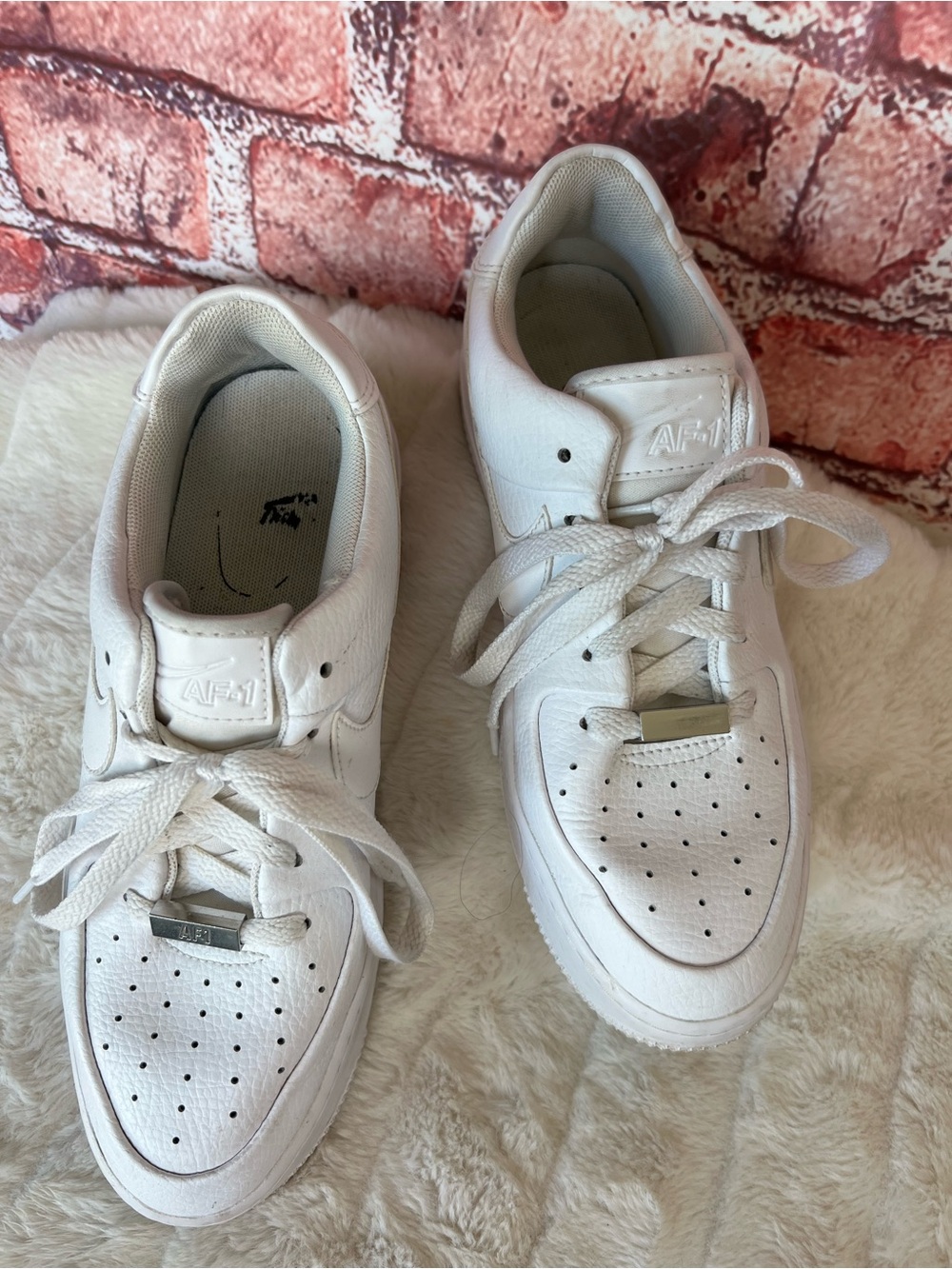 Nike Air Force 1 Sage Low Triple White Platform Sneakers Size 7.5 - Picture 3 of 10
